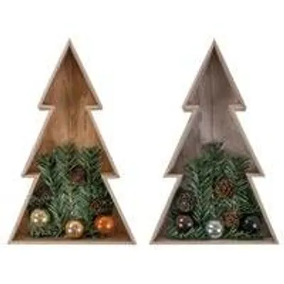 Produktbild von 3D LED Holz-Weihnachtsbaum 28 cm Holztanne Weihnachten Leuchtbaum Tischdeko Echtholz