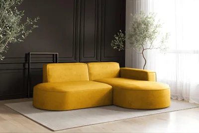 Obrázek produktu pro Rohová pohovka Modena, designová pohovka ve tvaru L, moderní a pohodlná Látka Salvador Žlutá Pravá látka