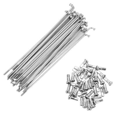 Obrázok produktu pre Solidchoice – Spaky kolies 14G 145 mm – Uhlíková oceľ – Sada 36 kusov – Vylepšenie pre závodné bicykle – Strieborná farba – Spojky na kolesá bicykla