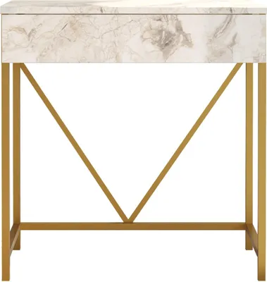 Immagine prodotto di Consolle con specchio Rebecca Mobili Lycium 72x75x40 truciolare ferro bianco oro moderno