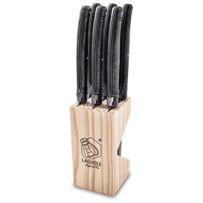 Image de MONTARGO Laguiole Premium Line couteau à steak black stonewash 6 pcs., hauteur : 65 mm