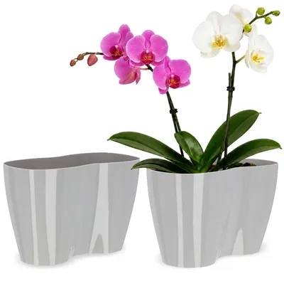 Produktbild von KADAX Blumentopf für Innen "Fermo", Blumentöpfe, Pflanztopf aus Kunststoff, Blumenkübel, Grau, 23 cm