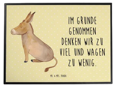 Produktbild von Mr. & Mrs. Panda Schreibunterlage Esel - Gelb Pastell - Geschenk, Mut, schreibtischunterlage, tischpad, Weisheit, Erfolg, schreibtischunterlagen, Zuversicht, Ziel