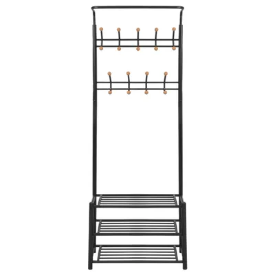 Immagine prodotto di Appendiabiti con Deposito per Scarpe 68x32x182,5 cm Nero