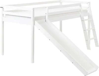 Produktbild von BELIANI Kinderbett Weiß Kiefernholz mit Rutsche Leiter Gelände Lattenrost 90x200 cm Modern Kinderzimmer Jugendbett Einzelbett Hochbett Halbhochbett