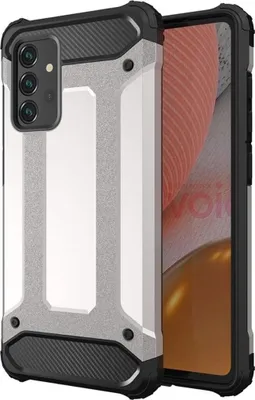 Produktbild von Hybrid Armor Case Handyhülle Bumper kompatibel mit Samsung Galaxy A36 5G Silber