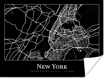 Produktbild von MuchoWow® Poster Karte - New York - Stadtplan - Karte 160x120 cm - Foto Plakat