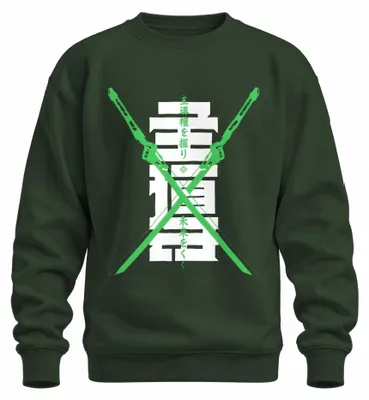 Zdjęcie produktu dla Bluza z kapturem, styl cyberpunk, motyw miecza Katana, anime, manga, Japonia, lata 2000. Kolor: butelkowa zieleń. Rozmiar: L
