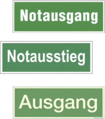 Produktbild von Fluchtweg Notausgang Schild  PVC langnachleuchtend - ASR A1.3 ISO7010 Schild Eigenschaften - Text "Notausgang"