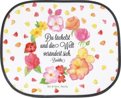 Produktbild von Mr. & Mrs. Panda Sonnenschutz für Autoscheiben Du Lächelst - Geschenk, glücklich sein, Auto, Sonnenblende, Hitzeschutz, Freundin, Lachen Spruch, Zitat schön, Positiv