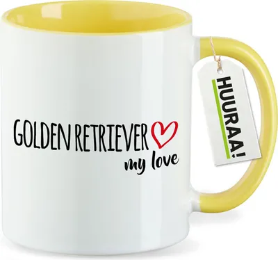 Produktbild von Huuraa Kaffeetasse Golden Retriever my love 330ml Gelb Keramik Kaffeebecher Geschenkidee