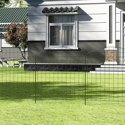 Produktbild von WOLTU 10 x Gartenzaun, Gitterzaun Oberbogen, Zaun für Hunde, Schwarz, 70×78 cm
