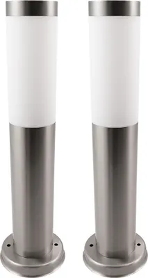 Produktbild von 2x Sockelleuchte Außenlampe, Edelstahl, silber, H 45 cm