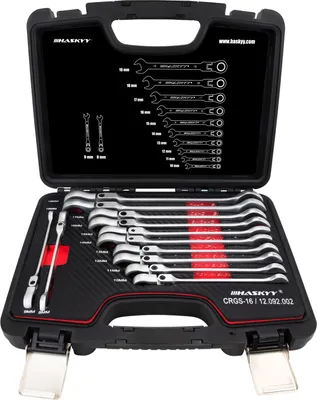 Produktbild von HASKYY 12 tlg Ratschenset Gelenk-Maul-Ring Schlüssel 8-19mm