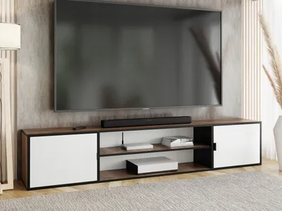 Produktbild von KierMoebel Tv Schrank LUNO 4, Modern Lowboard Eiche Craft Gold & Weiß 206,4x42x38,8 cm