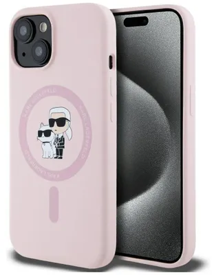 Obrázek produktu pro Karl Lagerfeld Silikonový Karl&Choupette MagSafe Apple iPhone 15 Plus růžový