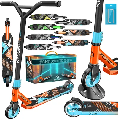 Produktbild von KESSER® Scooter Funscooter Stuntscooter X-Limit - 360° Lenkung mit ABEC 9 Kugellagern 100 mm PolyurethanRäder Robuster Kickscooter Tretroller Cityroller Trick Roller für Kinder Erwachsene