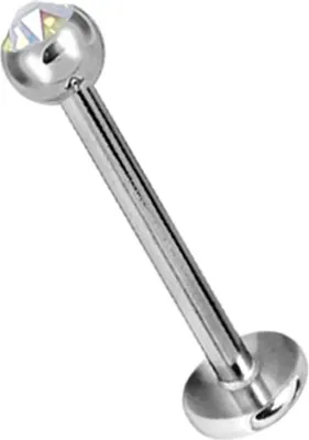 Produktbild von Labret Lippen Ohr Piercing Edelstahl 316L Kristall Kugel Flachschliff mit Kristall Elements Größe 2,5mm Stärke 1,2mm - Farbe - 10.0 Millimeter