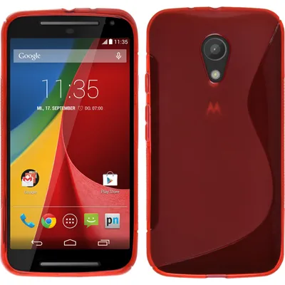 Produktbild von PhoneNatic Case kompatibel mit Motorola Moto G 2014 2. Generation - rot Silikon Hülle S-Style + 2 Schutzfolien