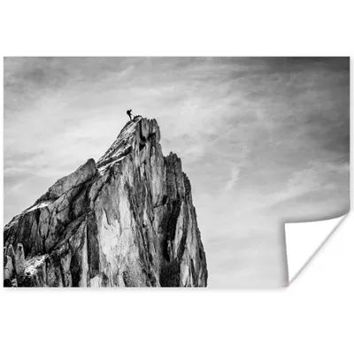 Produktbild von MuchoWow® Poster Berg - Natur - Klettern - Schwarz und weiß 90x60 cm - Schlafzimmer