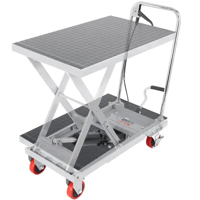 Obrázek produktu pro VEVOR nůžkový zvedací stůl hydraulický 230 kg nosnost zvedací stůl vozík 220-720 mm rozsah zdvihu zvedací stůl dílna 700 x 450 mm plošina nůžkový zvedací vozík jednoduchý nůžkový šedý továrny sklady supermarkety
