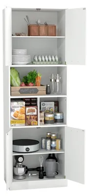 Immagine prodotto di Armadio multifunzionale, 60 cm di larghezza, bianco, con ante. Ideale come armadio per medicinali, dispensa o mobiletto da cucina. Alto