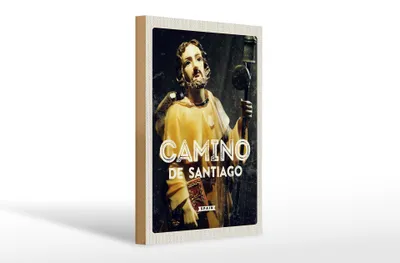 Produktbild von Holzschild Reise 20x30cm Retro Camino de Santiago Sculptur