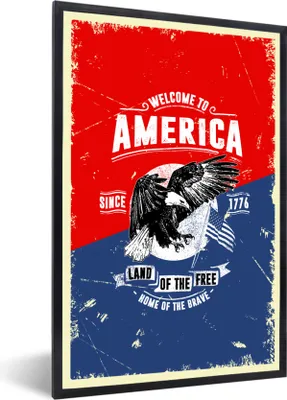 Produktbild von MuchoWow® MuchoWow® Gerahmtes Poster Jahrgang - Vogel - Amerika 40x60 cm - Poster mit zchwarzem Bilderrahmen - Papierdruck - Wandbilder