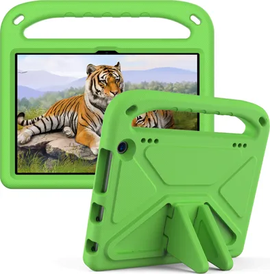 Produktbild von Hülle für Amazon Fire HD 8 / Fire HD 8 Plus 2020/2022, Leichte Stoßfeste Eva Kinder Schutzhülle mit Griff und Faltbarem Ständer Grün