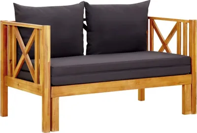 Image de Banc de jardin 2 places et coussins 122 cm Bois d'acacia massif