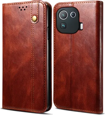 Image de Etui pour Xiaomi Mi 11 Pro, étui portefeuille en cuir avec fonction stand rouge