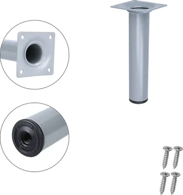 Produktbild von Möbelfuss Silber ø 30mm Tischbein Möbelstempel Sofafuss Stahl Möbelstütze rund Tischfuss 150mm