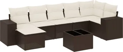 Produktbild von 8-tlg. Garten-Sofagarnitur mit Kissen Braun Poly Rattan