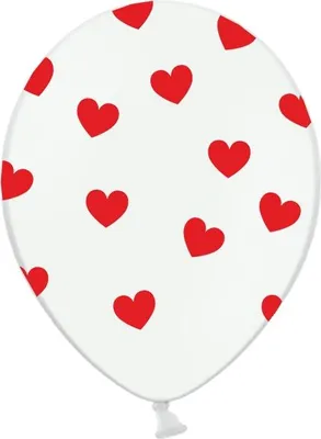 Produktbild von Ballon 14 weiß mit roten Herzen 1 Stk.