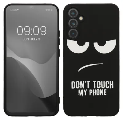 Produktbild von kwmobile Hülle kompatibel mit Samsung Galaxy A34 5G - Handyhülle Silikon Case - Don't touch my Phone Weiß Schwarz