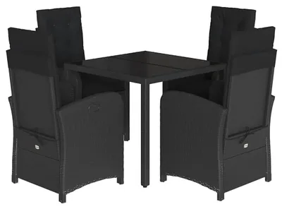 Produktbild von vidaXL 5-tlg. Garten-Essgruppe mit Kissen Schwarz Poly Rattan
