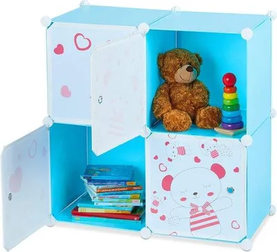 Produktbild von Modulare Blaue DIY-Spielzeugkiste mit 4 Fächern - 75 x 75 x 365 cm