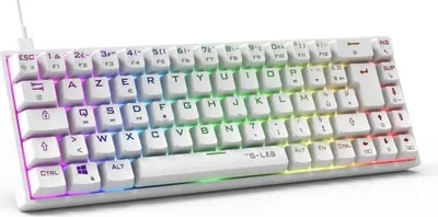 Immagine prodotto di Tastiera meccanica da gioco The G-Lab KEYZ TITAN, interruttori rossi, con cavo, RGB, bianca, 65%, anti-ghosting NKRO