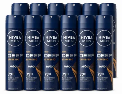 Productafbeelding van 12 x NIVEA MEN Deodorant Spray Deep Espresso - 150 ml - Voordeelverpakking - 12 stuks
