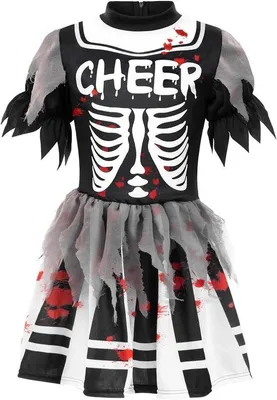 Productafbeelding van Kinder cheerleaderkostuum Halloween zombie cheerleaderkostuum griezelig cheerleaderkostuum Halloweenfeest carnaval (S)