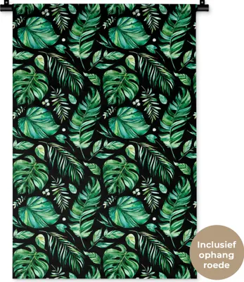 Produktbild von MuchoWow® Wandteppich Wandbehang Vintage - Blätter - Grün 60x90 cm Tapisserie Dekoration Wandtuch - Foto-Teppich - Abwaschbar