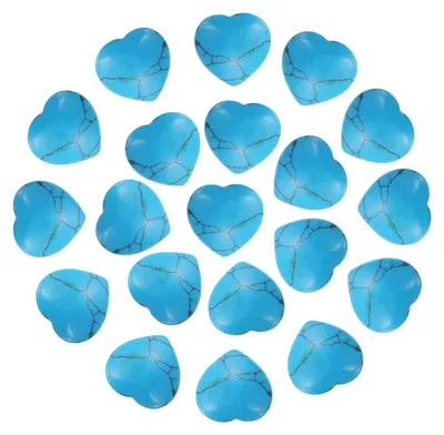 20 herzförmige Kristallsteine, poliert, 0,6 Zoll, cyanblau