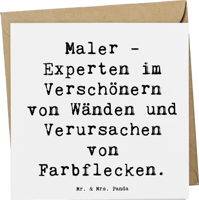 Produktbild von Mr. & Mrs. Panda Grußkarte Spruch Maler Freude - Weiß - Geschenk, Glückwunschkarte, Kunstgalerie, Leinwände, handgefertigte Geschenke, Leidenschaft, faltkarte, Klappkarte
