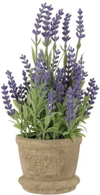 Produktbild von Unyqoos® Künstlicher Lavendel im rustikalen Topf, lila, 22 cm – realistische Deko-Pflanze aus hochwertigem Kunststoff für Innen & Außen