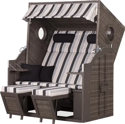 Produktbild von Strandkorb deVries PURE® Wave XL - PE grey - Dessin 435