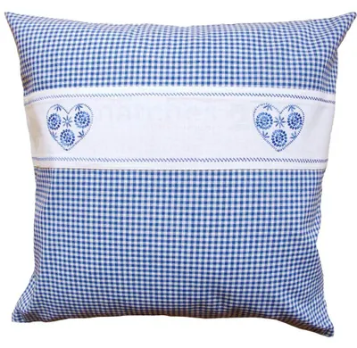 Immagine prodotto di Copricuscino stile country a scacchi blu 40x40 cm misto cotone