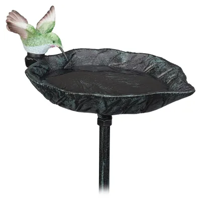 Vogelbad Gusseisen mit Erdspieß, dunkelgrün, 100,5 cm
