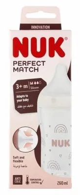 NUK Perfect Match Babyflasche 260 ml mit Silikonsauger, Regenbogen, ab Geburt