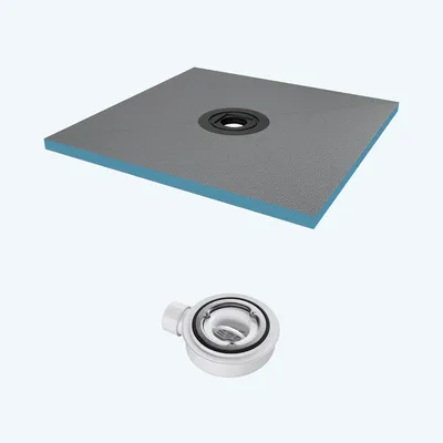 Produktbild von doporro Duschelement befliesbar mit Gefälle 100x120x4cm in Beton Grau Duschboard inkl. Ablaufgarnitur Zuschneidbar waagerechter Ablauf bodeneben und barrierefrei einbaubar XPS