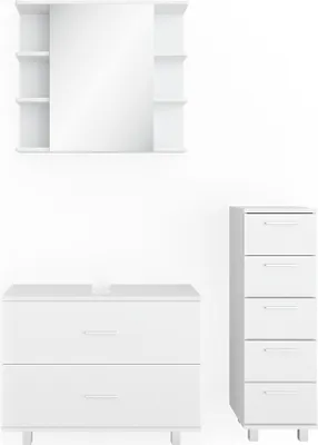 Produktbild von Badmöbel-Set Vicco Ilias Weiß 3 Teile, mit Unterschrank 80 cm, Model 34646